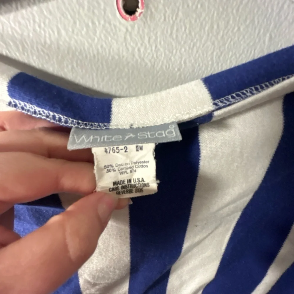 Vintage White Stag Blue and White Striped Tee - Picture 4 of 5